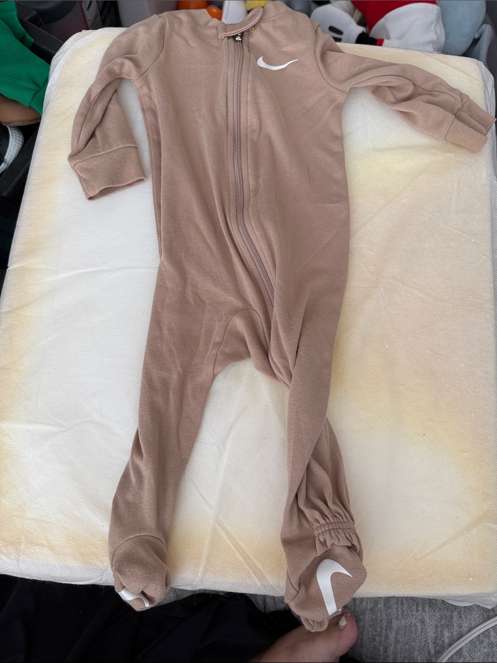 Nike Brown Toddler Footed One-Piece with White Swoosh